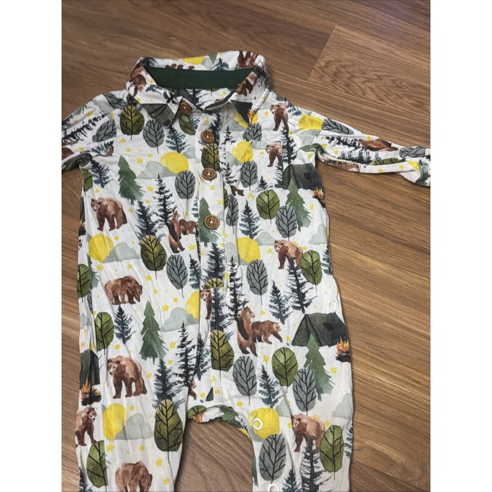Posh Peanut Baby Boys 6-12 Months Woodland Animal Friends Bamboo Romper Outfit - Picture 2 of 5